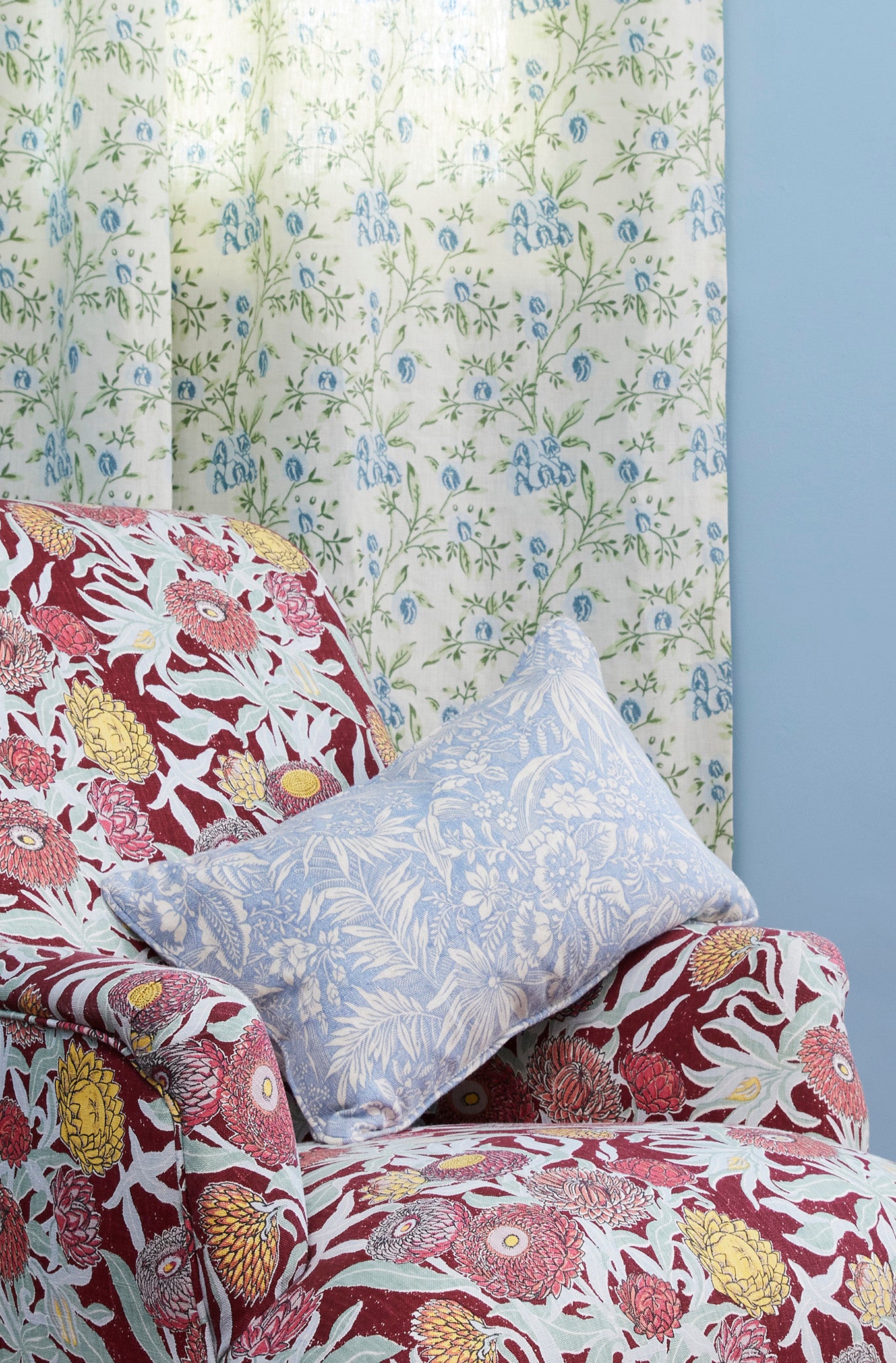 Palm Grove Blue Bolster Cushion Cover
