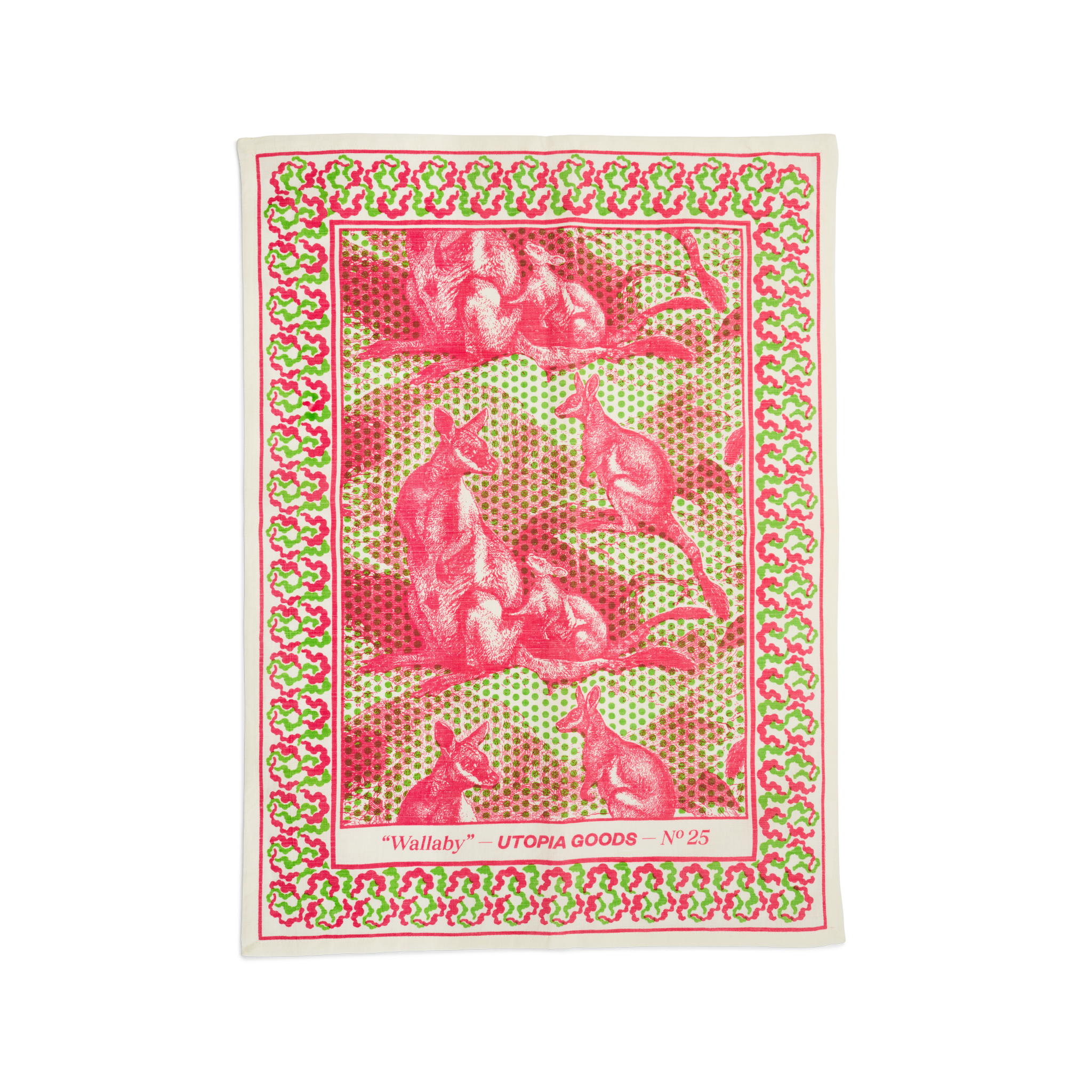 Wallaby Pink & Green Teatowel No. 25