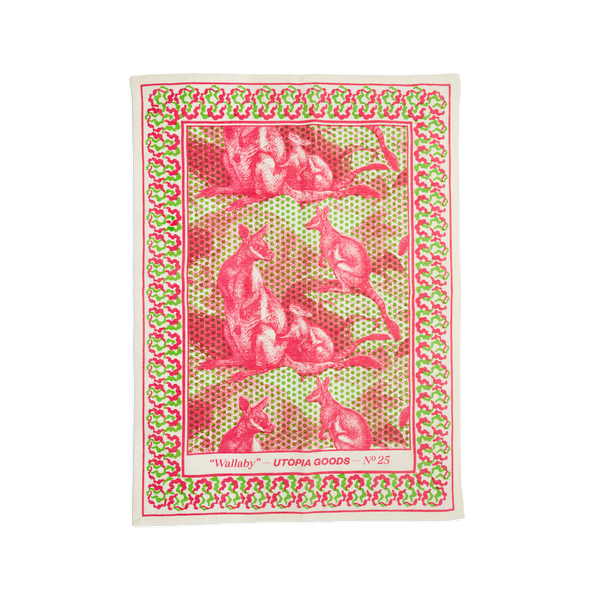 Wallaby Pink & Green Teatowel No. 25