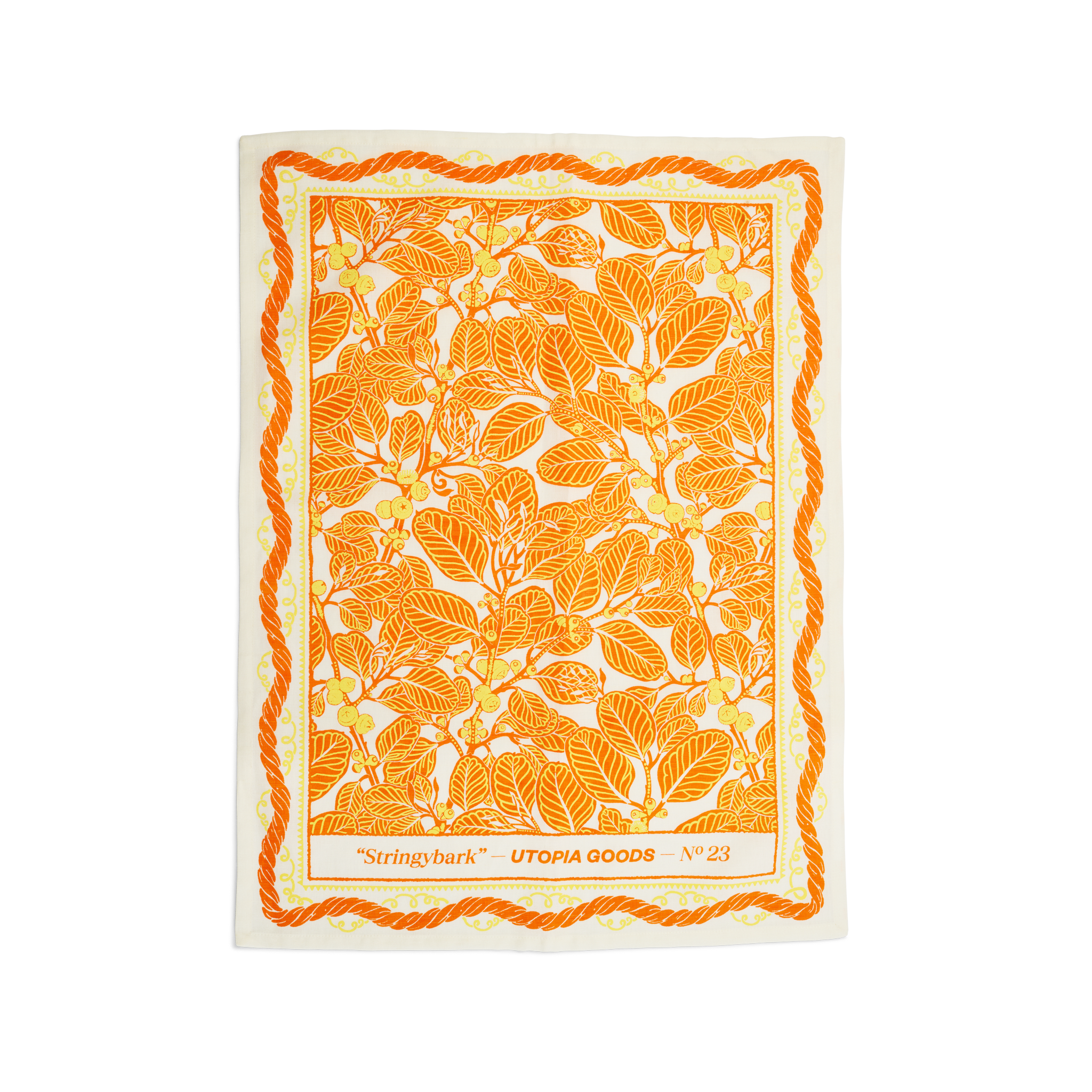 UtopiaGoods-Teatowel-StringyBark-Orange-AustralianDesign-AustralianGift