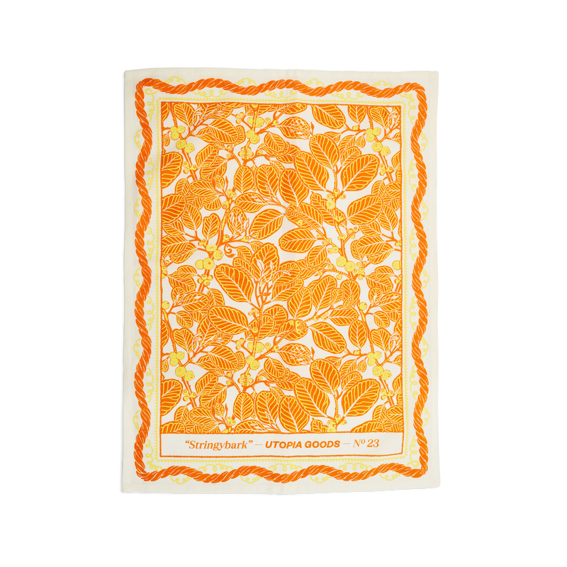 UtopiaGoods-Teatowel-StringyBark-Orange-AustralianDesign-AustralianGift