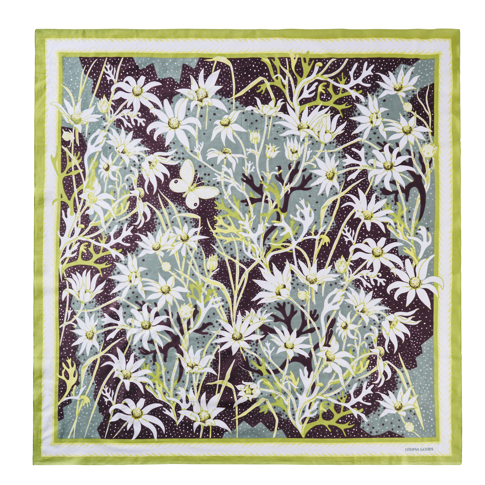 Large Flannel Green Cotton Scarf