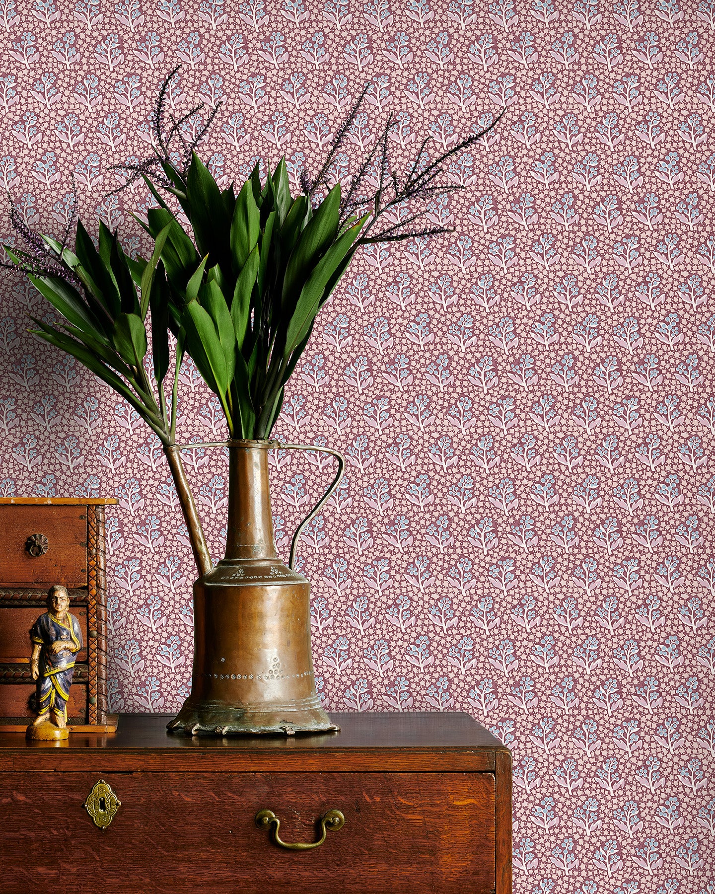 Utopia Goods red wallpaper - Designer floral wallpaper-Acacia Star Berry Wallpaper