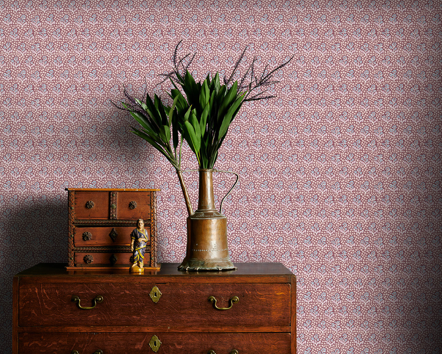 Utopia Goods red wallpaper - Designer floral wallpaper-Acacia Star Berry Wallpaper