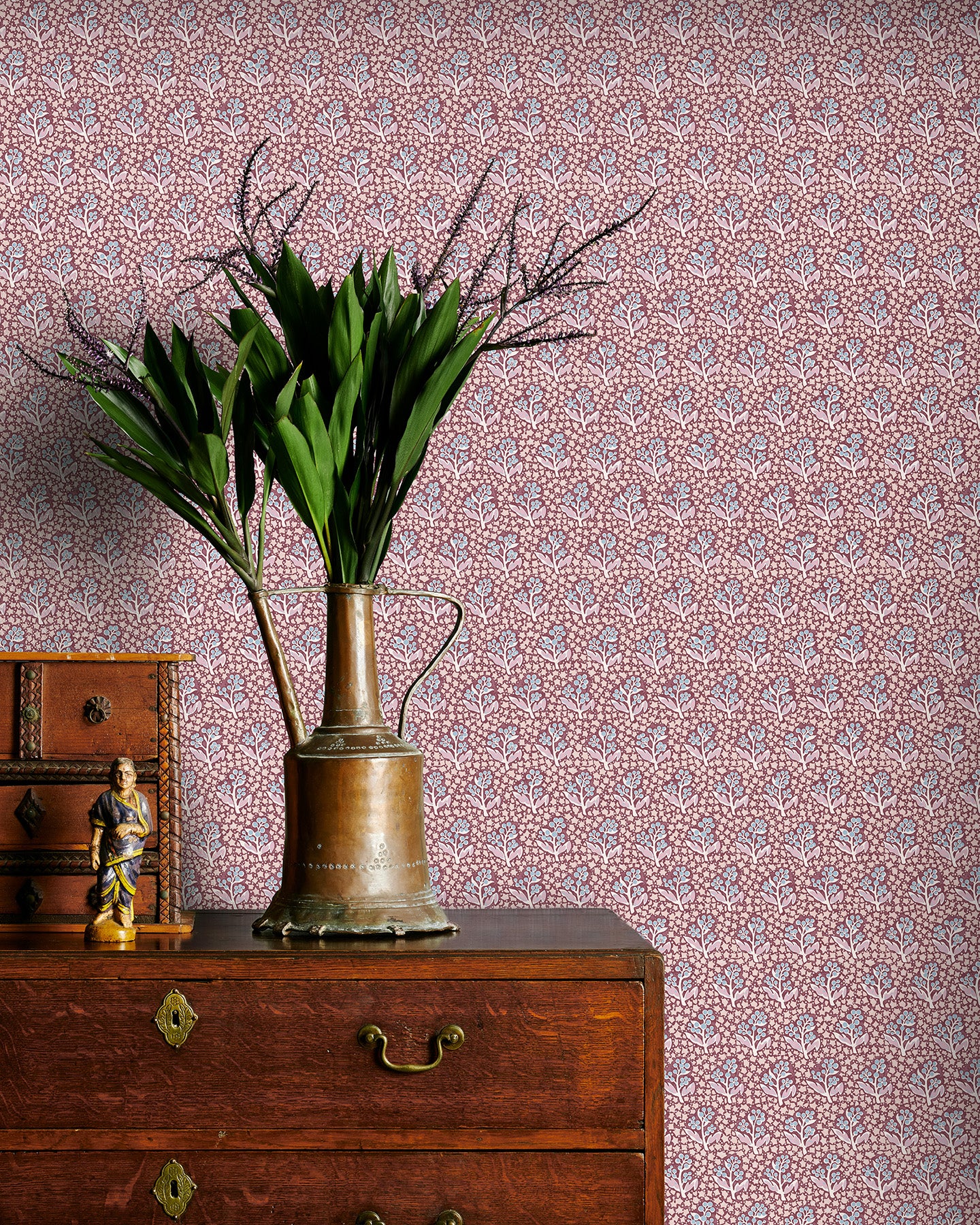 Utopia Goods red wallpaper - Designer floral wallpaper-Acacia Star Berry Wallpaper
