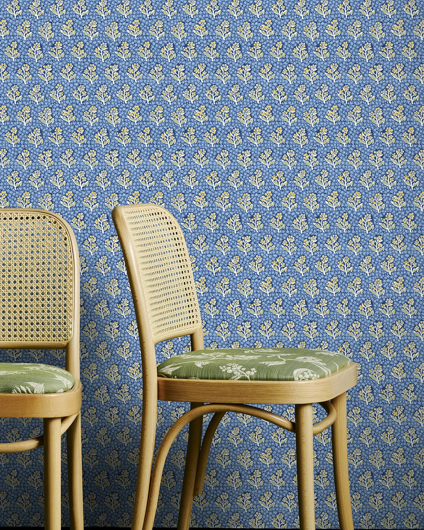 Utopia Goods blue wallpaper - Designer floral wallpaper-Acacia Star Blue Wallpaper