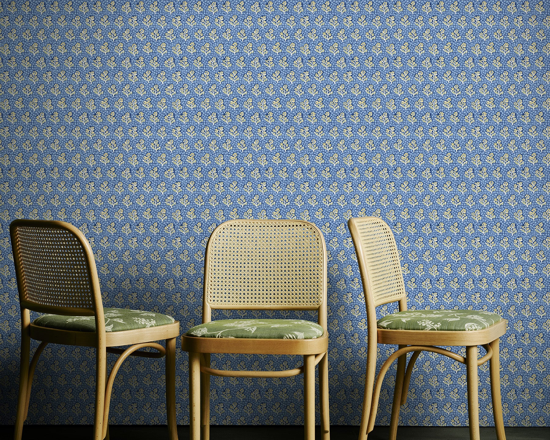 Utopia Goods blue wallpaper - Designer floral wallpaper-Acacia Star Blue Wallpaper