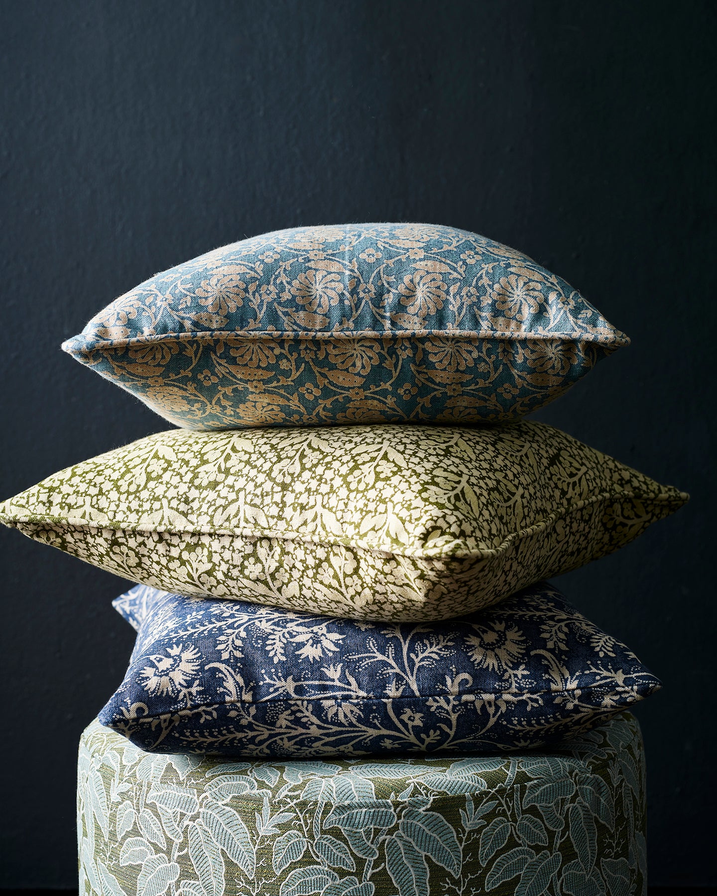 Wildflower Denim Large Cushion Cover