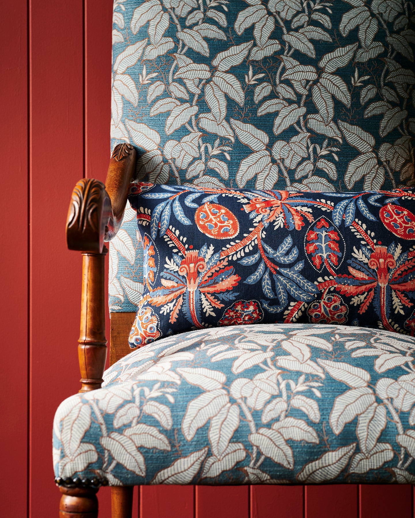 Honeyflower Indigo Bolster Cushion Cover