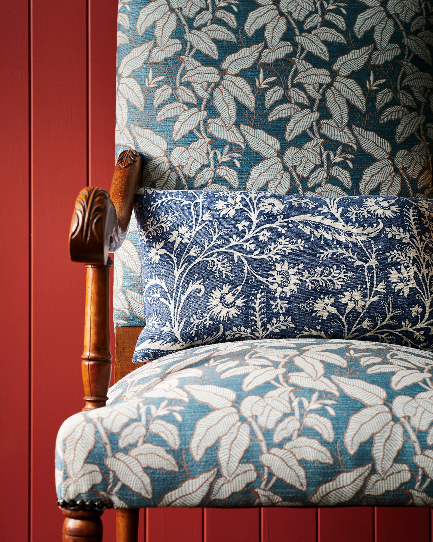 Wildflower Denim Bolster Cushion Cover