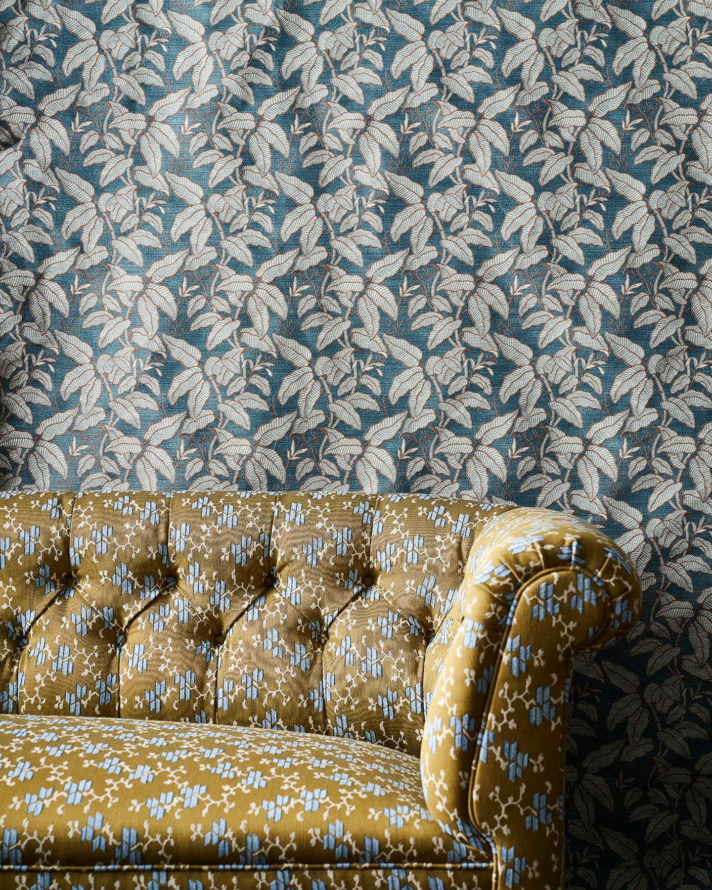 Foliage Blue Performance Fabric