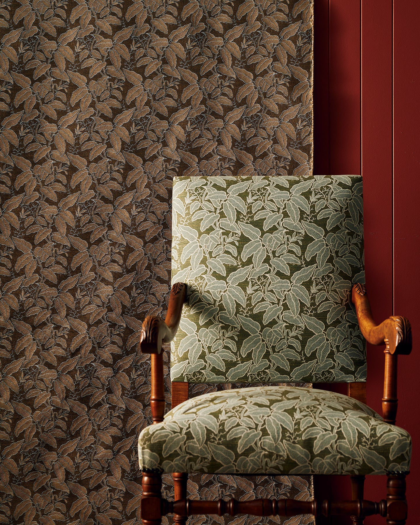 French Cherry Wood Chair - Foliage Green