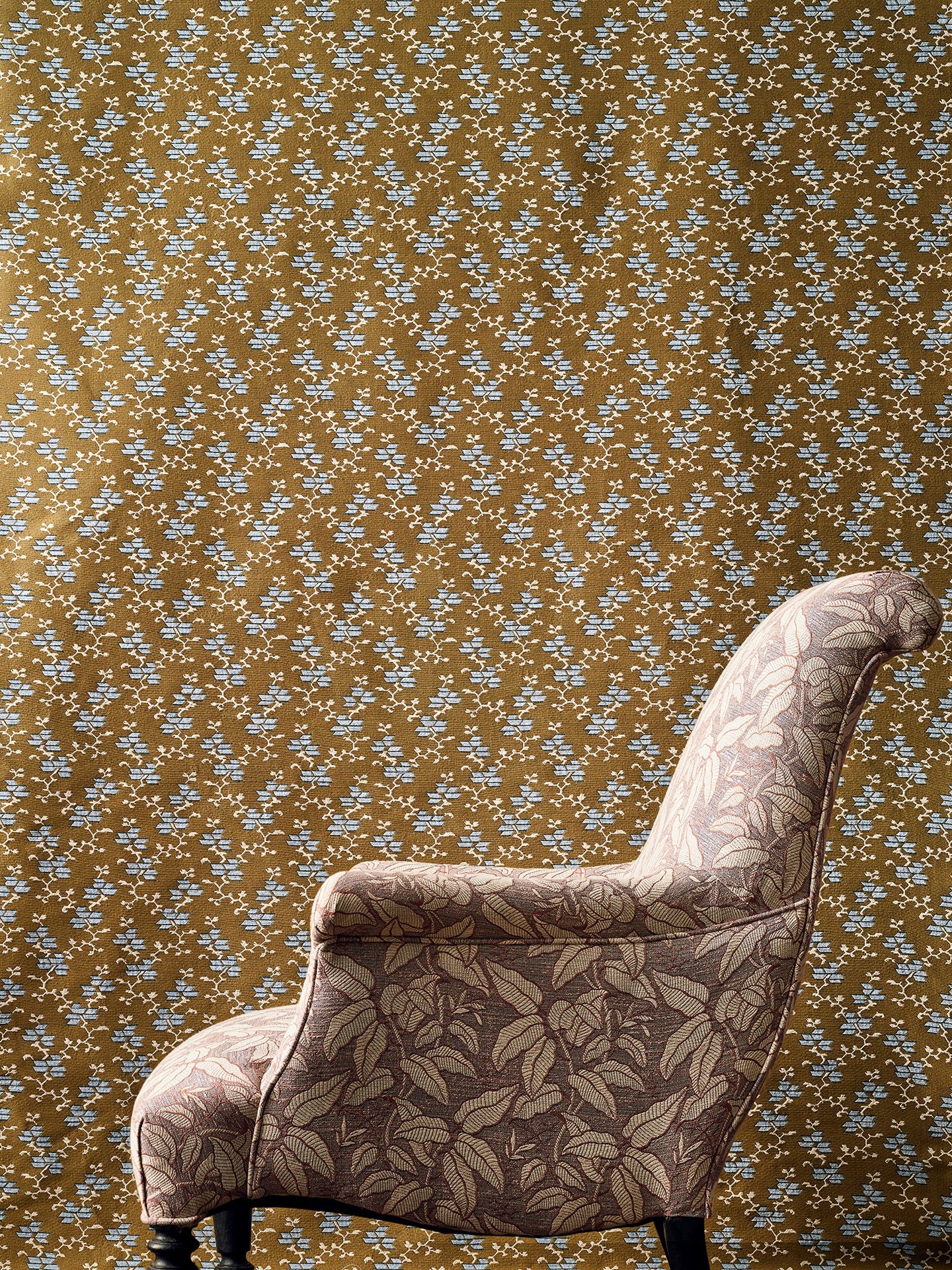 Geometric Buds Khaki Performance Fabric