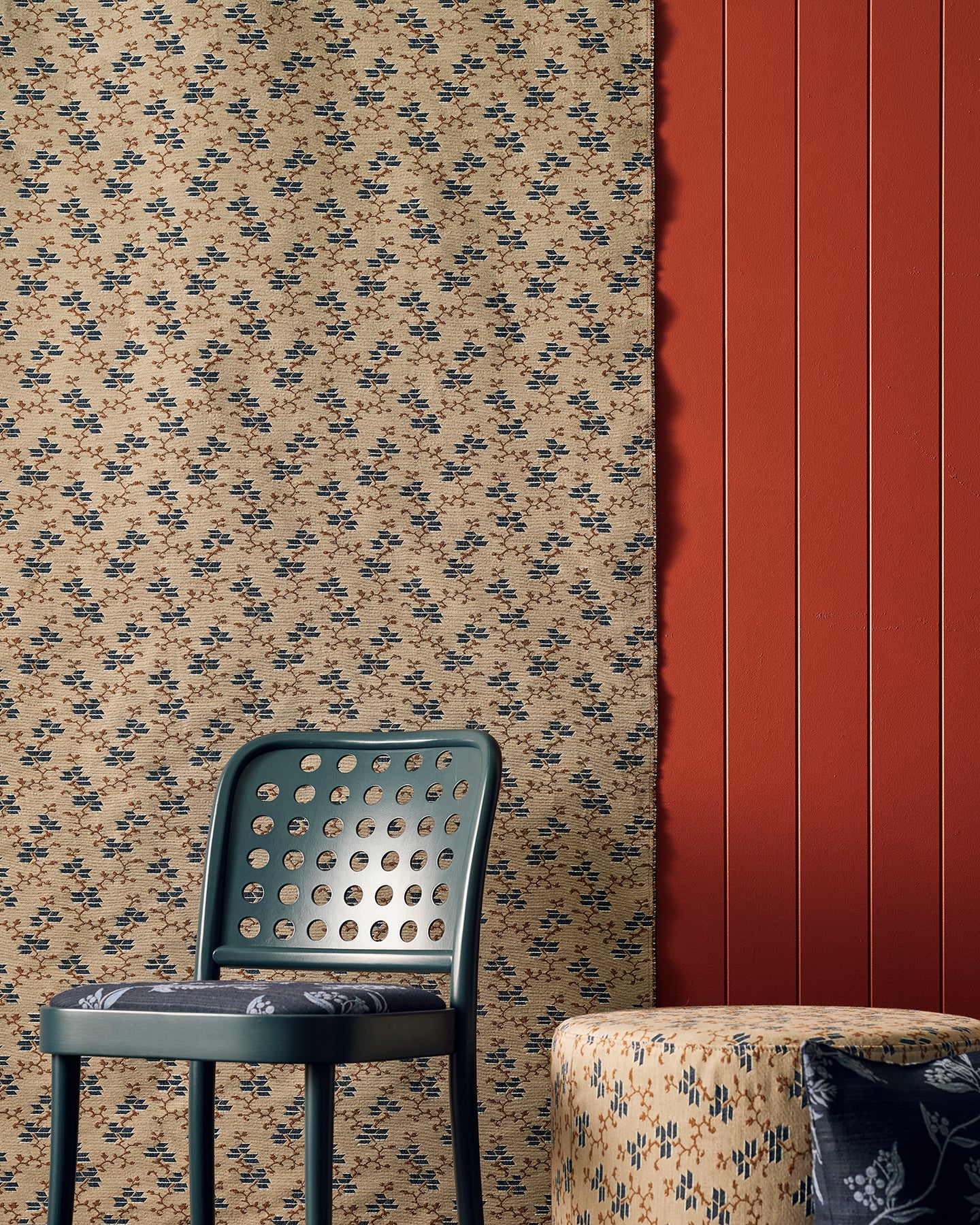 Geometric Buds Natural Performance Fabric