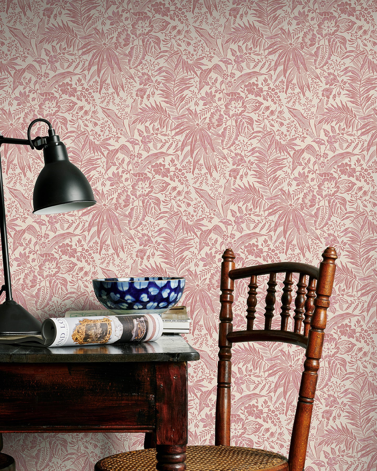 Utopia Goods pink wallpaper - Designer floral wallpaper-Palm Grove Perfect Pink Wallpaper