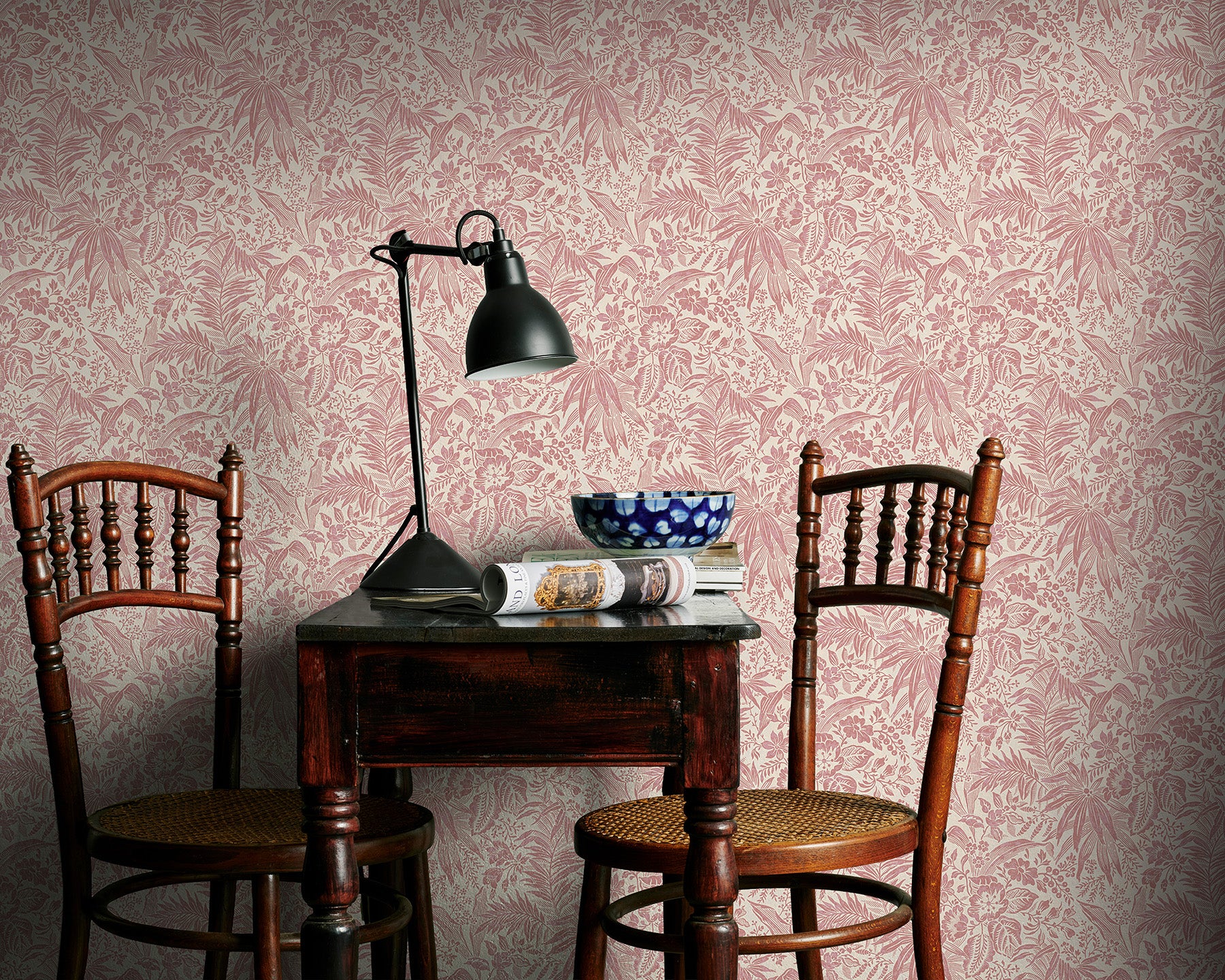 Utopia Goods pink wallpaper - Designer floral wallpaper-Palm Grove Perfect Pink Wallpaper