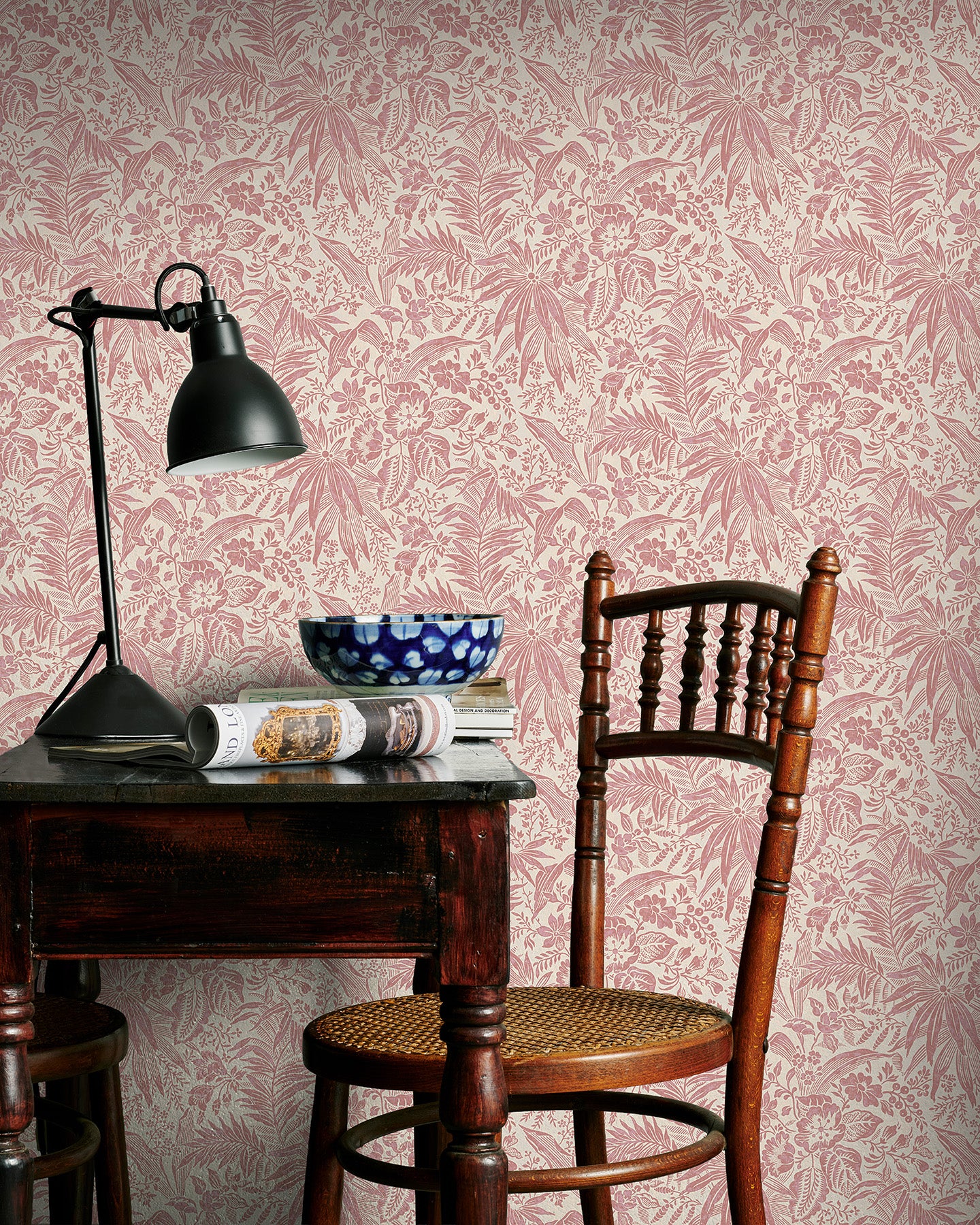 Utopia Goods pink wallpaper - Designer floral wallpaper-Palm Grove Perfect Pink Wallpaper