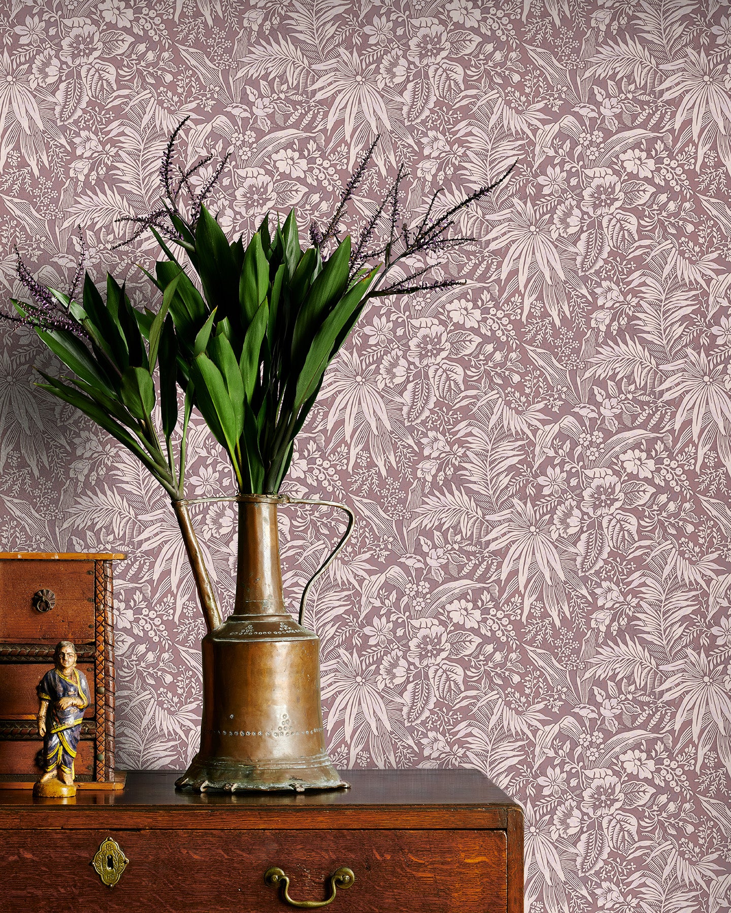 Utopia Goods berry pink wallpaper - Designer floral wallpaper-Palm Grove Berry Wallpaper