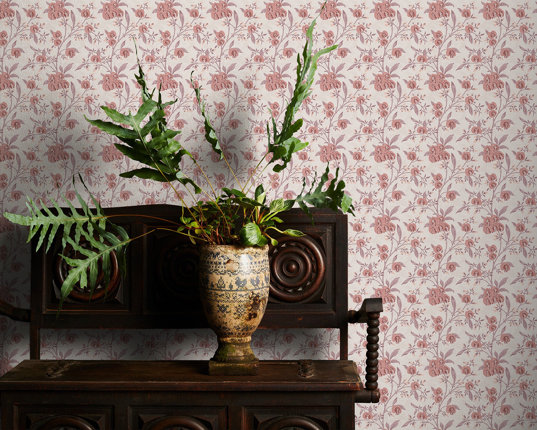 Utopia Goods pink and white wallpaper - Designer floral wallpaper-Pea flower baby pink wallpaper