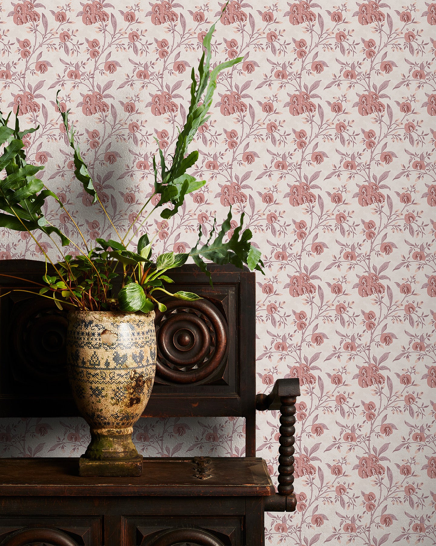 Utopia Goods pink and white wallpaper - Designer floral wallpaper-Pea flower baby pink wallpaper