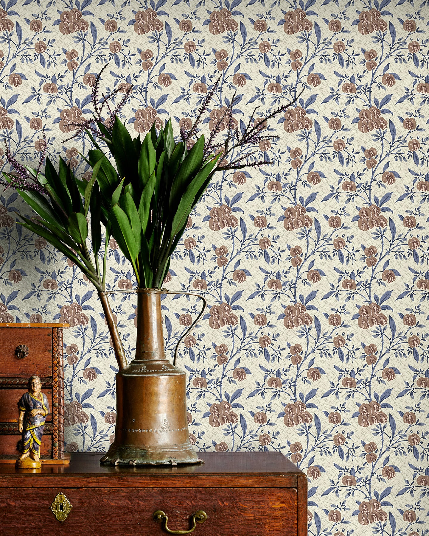 Utopia Goods blue and white wallpaper - Designer floral wallpaper-Pea flower deep blue chocolate wallpaper