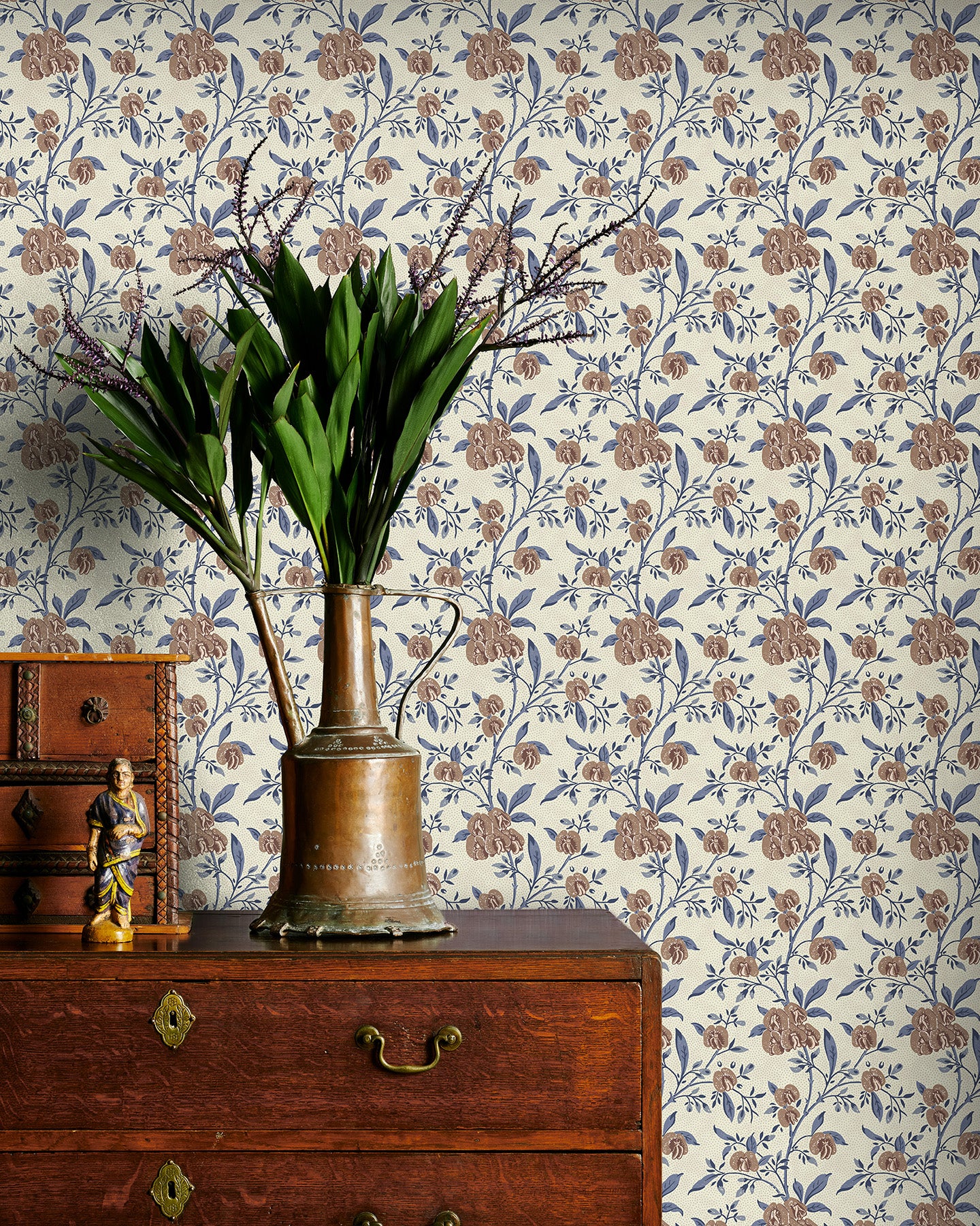 Utopia Goods blue and white wallpaper - Designer floral wallpaper-Pea flower deep blue chocolate wallpaper