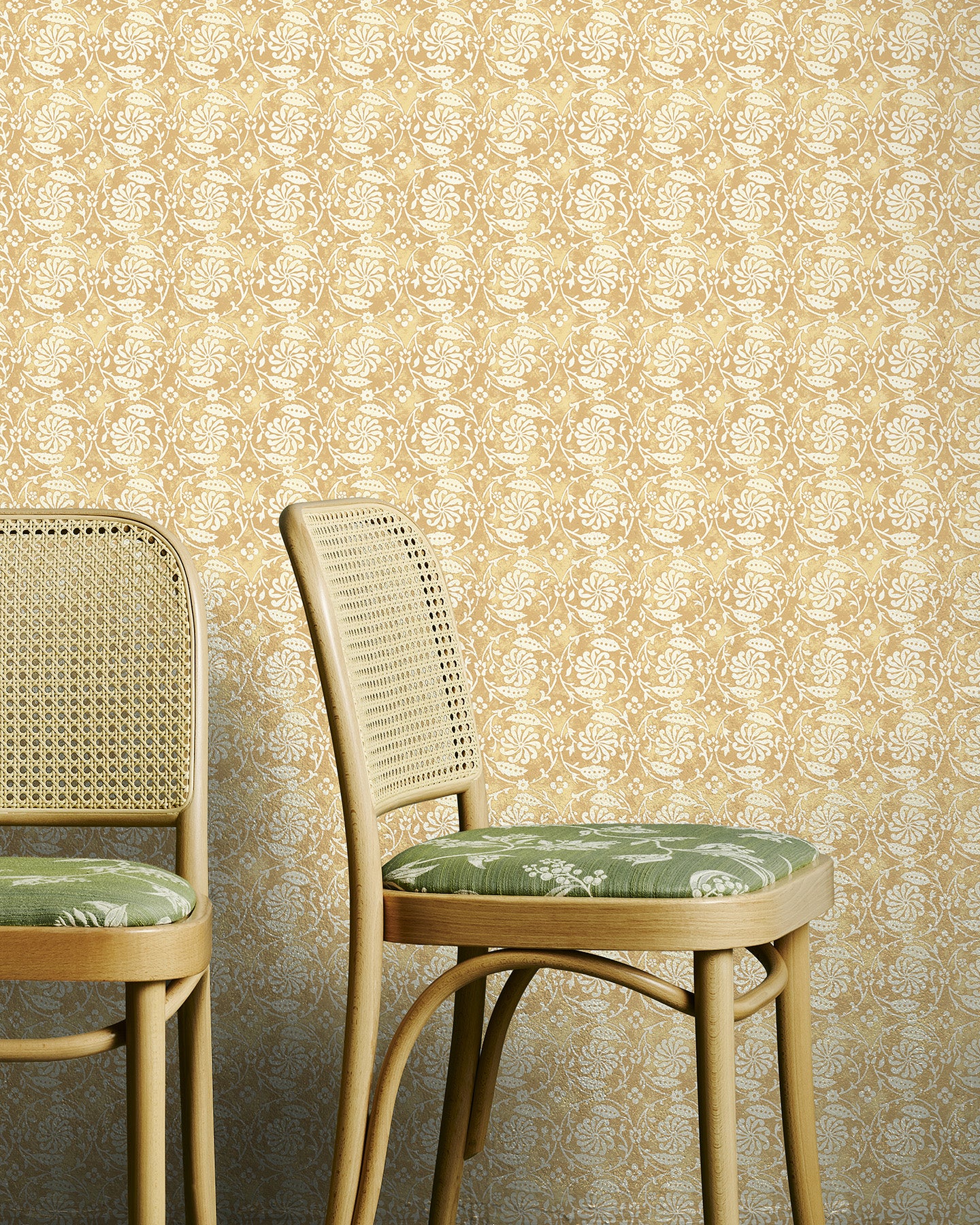 Utopia Goods yellow wallpaper - Designer floral wallpaper - Pinwheel Haystack Wallpaper