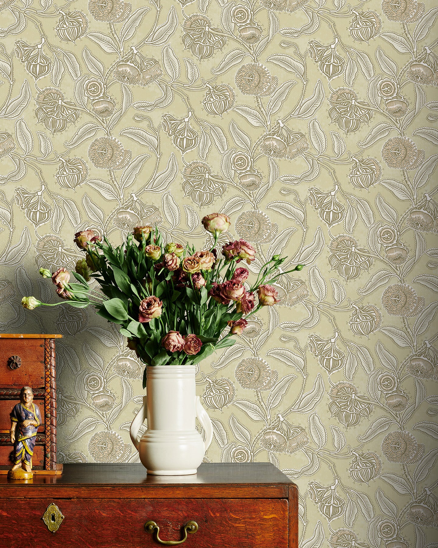Utopia Goods yellow green wallpaper - Designer floral wallpaper-Youngiana Country Haystack Wallpaper