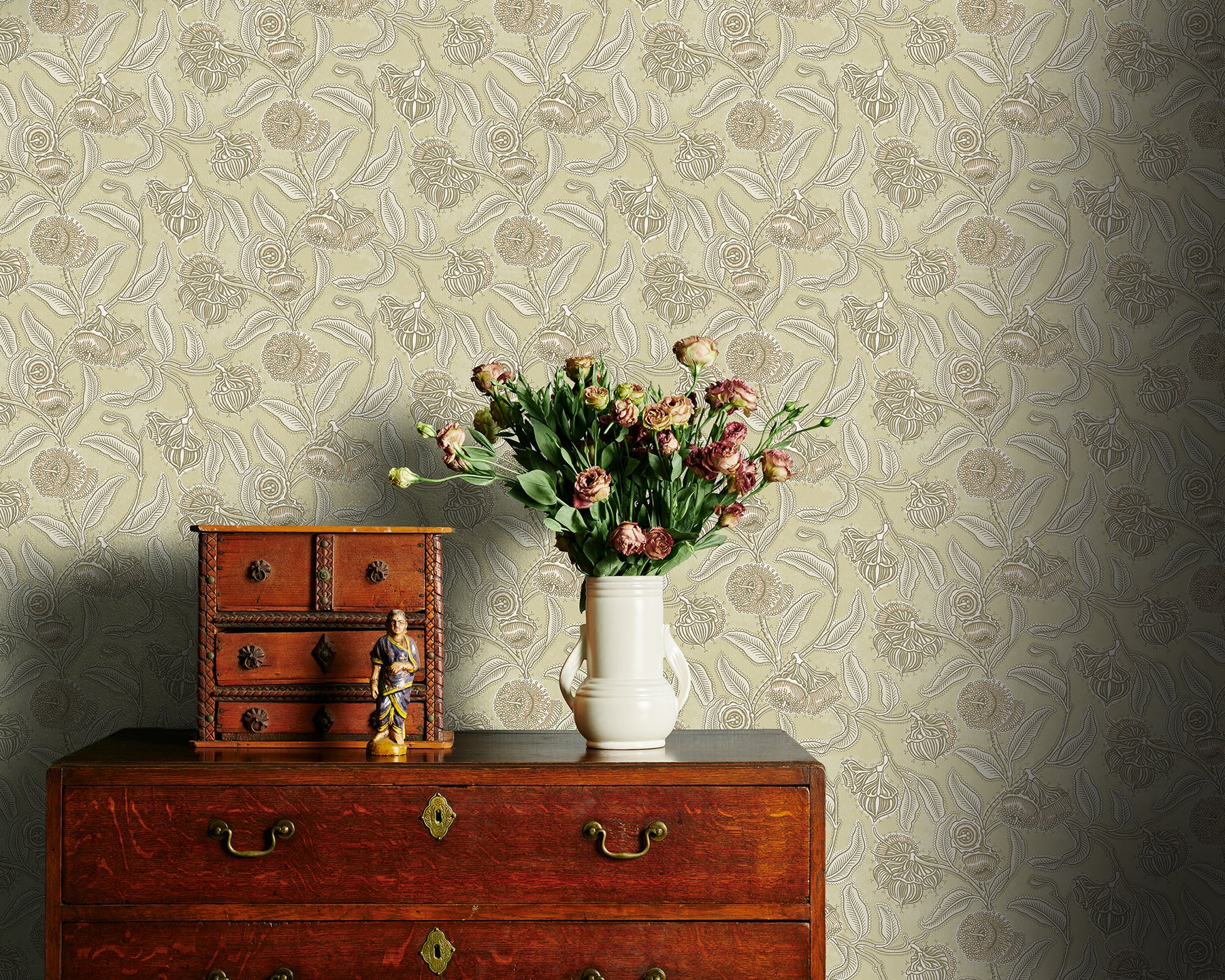 Utopia Goods yellow green wallpaper - Designer floral wallpaper-Youngiana Country Haystack Wallpaper