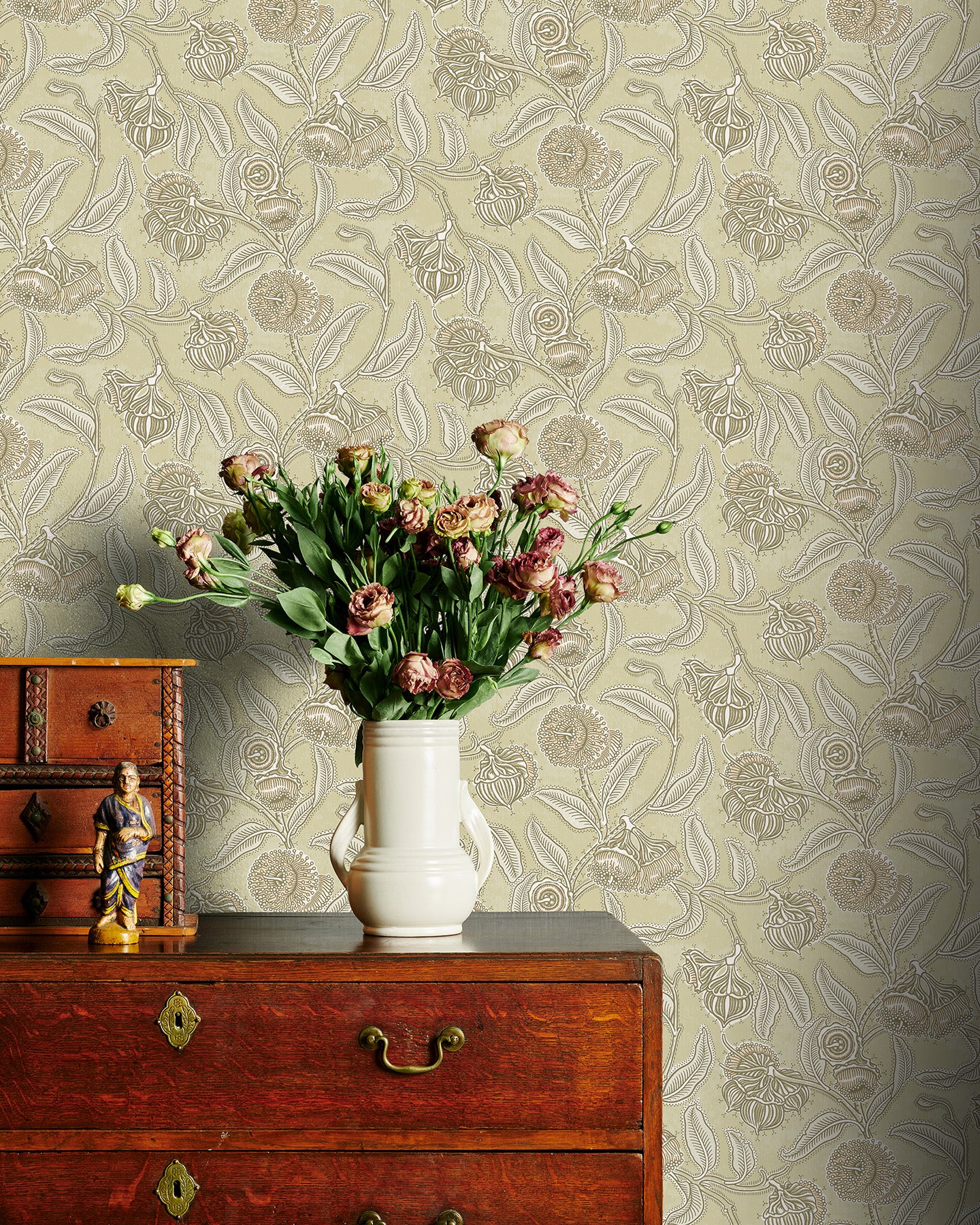 Utopia Goods yellow green wallpaper - Designer floral wallpaper-Youngiana Country Haystack Wallpaper