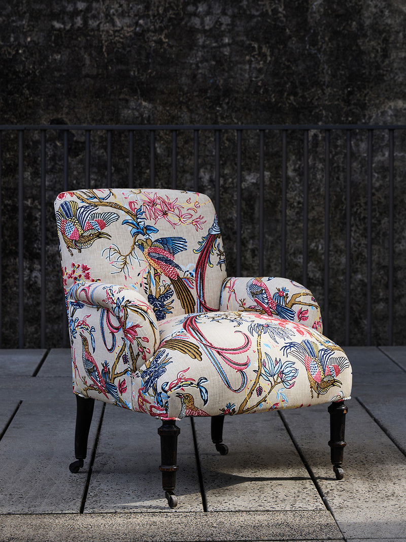 Victorian Petite Chair - Exotica Hand Printed Linen