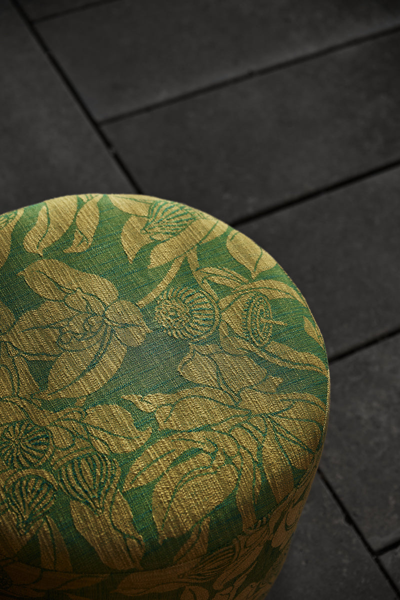 Small Round Ottoman Mottlecah Green Performance