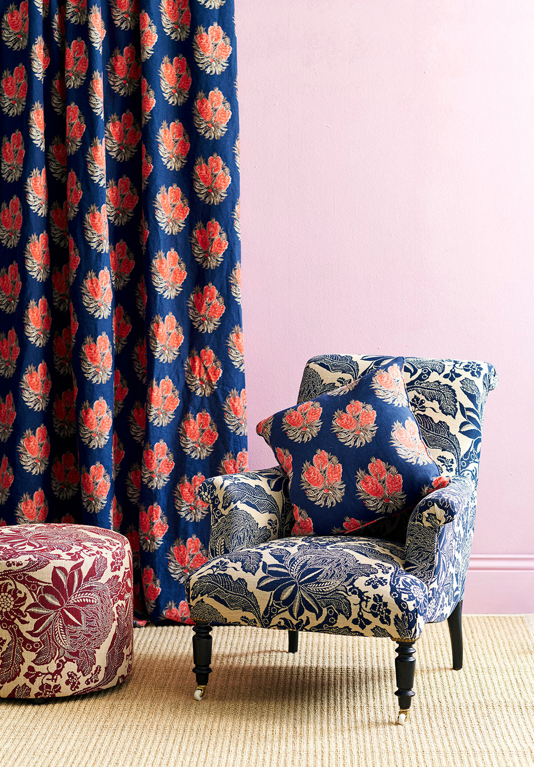 Cameo Navy Furnishing Linen
