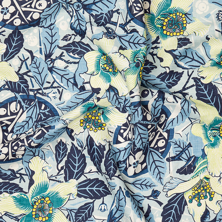 Native Hibiscus Ocean Furnishing Linen